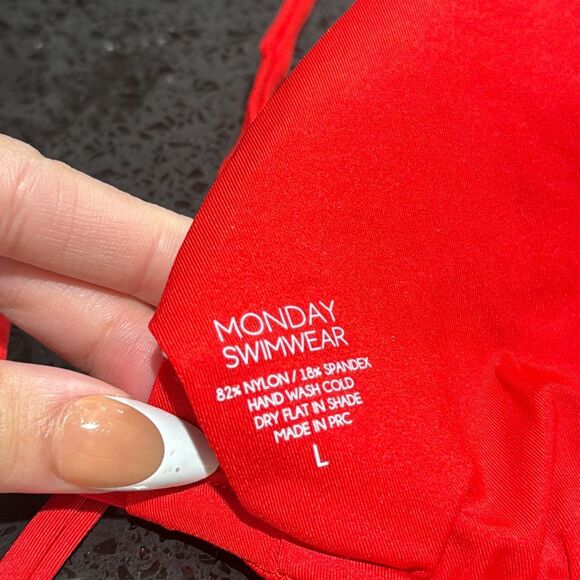 NWT Monday Swimwear Palma Triangle Bikini Top Size Large Paprika Red - Picture 3 of 6